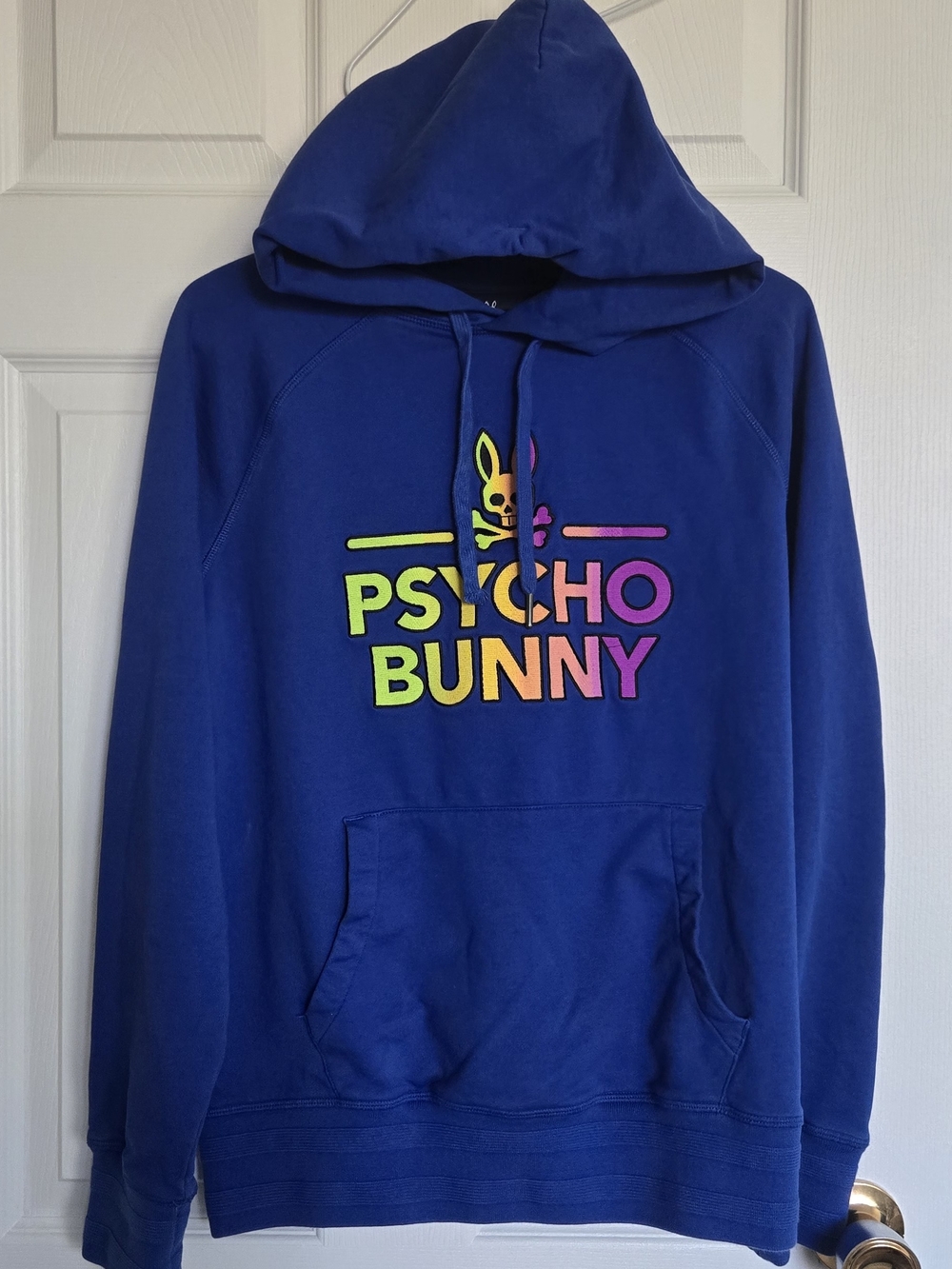 Psycho Bunny Men's Blue Hoodie with Rainbow Logo